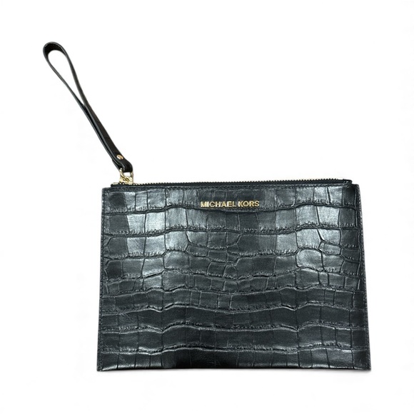 Michael Kors Black Croc-Embossed Wristlet - Picture 2 of 5